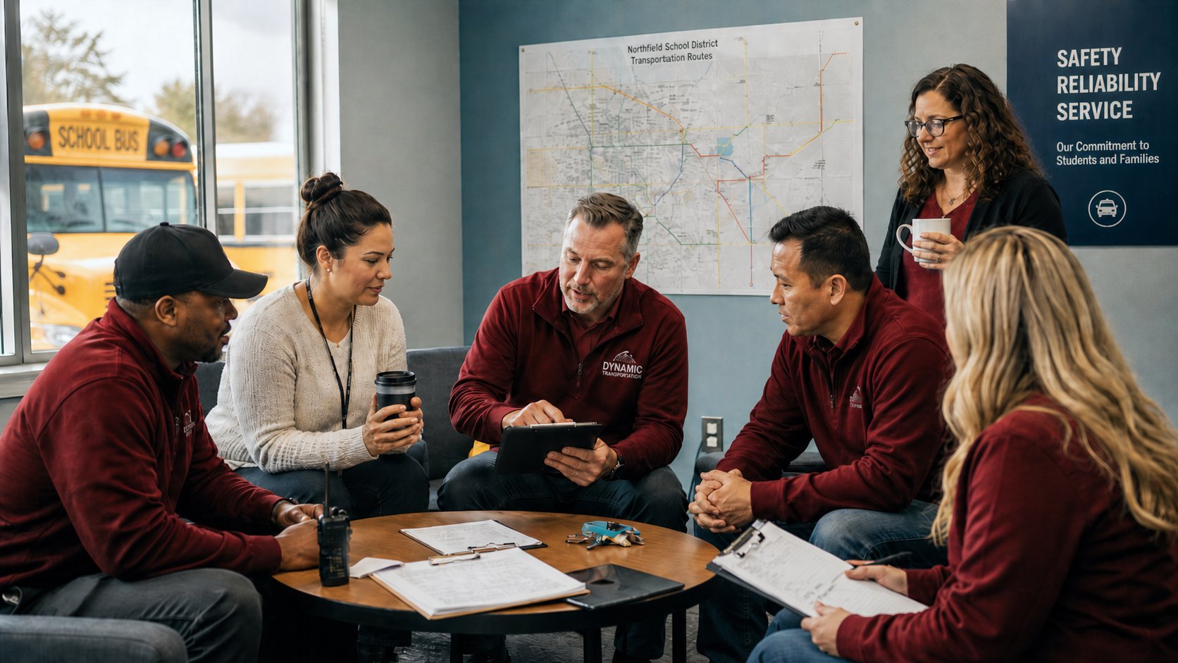 Dynamic Transportation operations team reviewing routes